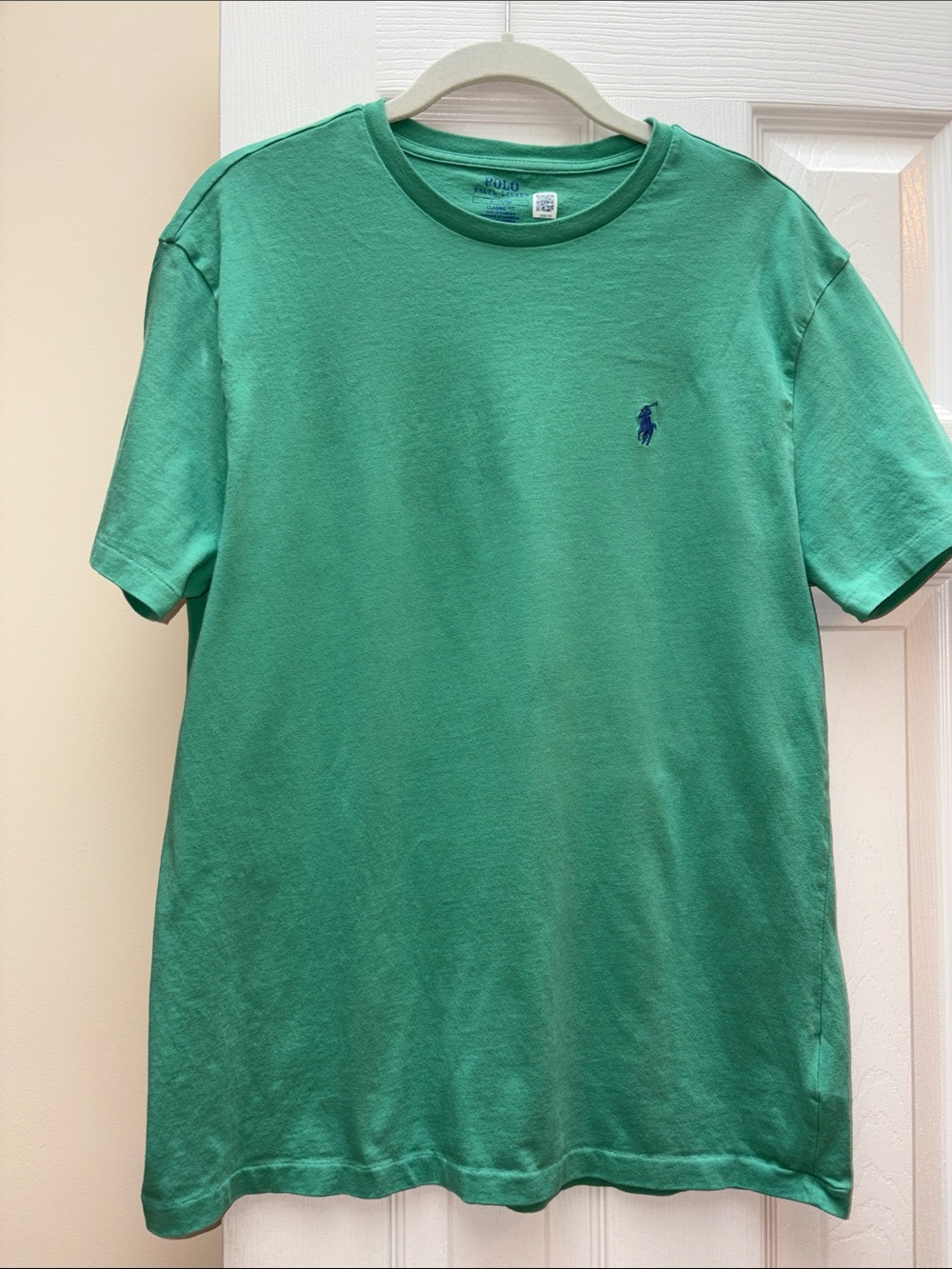Ralph Lauren Men’s Green Crew Neck Short Sleeve Tee w/navy Pony medium cotton